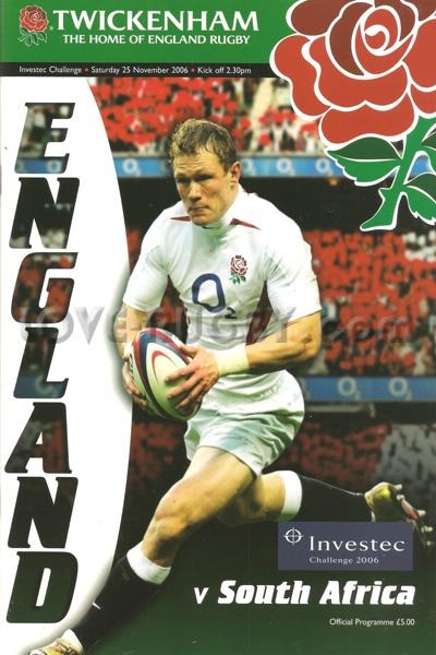 2006 England v South Africa  Rugby Programme